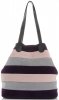 Vittoria Gotti Modna Kolorowa Torba Skórzana w Paski firmowy Shopper Made in Italy Multikolor Fioletowa